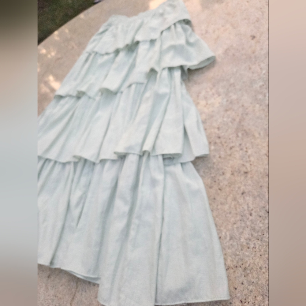 Tiered Maxi Skirt in Sage Green - Women's Flowing Maxi - Picture 12 of 13